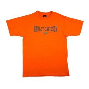 Vintage Harley Davidson T-shirt Orange Lagoon Guam Men Large USA 2000 Motorcycle
